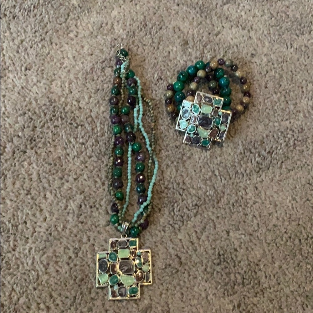 Cross necklace and bracelet set